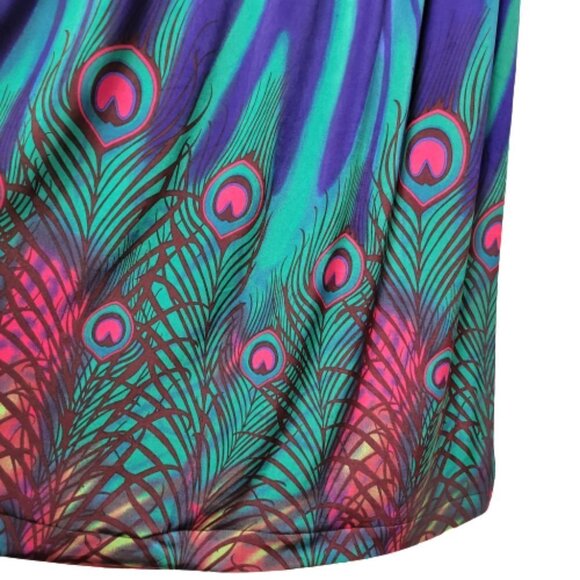 Long Sleeve Maxi Dress Peacok Motif Long Dress - One Size Fits Most- NEW ! - Picture 4 of 10